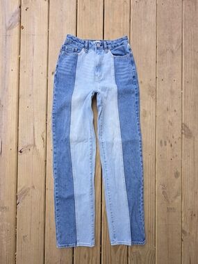 PacSun Two-Tone High Rise Panel Jeans - Light & Dark Blue